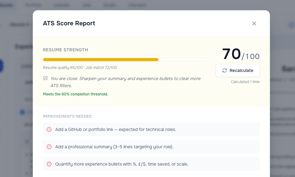 Résumé builder preview 2